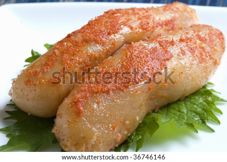 JAPANESE FOOD-tasty cod roe flavored with red pepper sauce