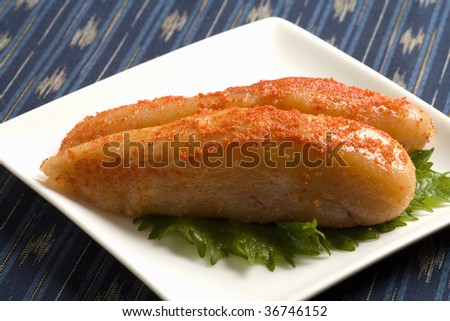 JAPANESE FOOD-tasty cod roe flavored with red pepper sauce