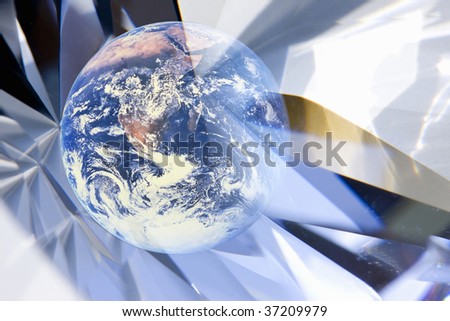 Graphic Image- close-up shot of a beautiful diamond with the planet