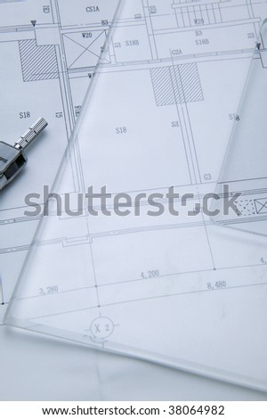 A compass on the drawing sheet.
