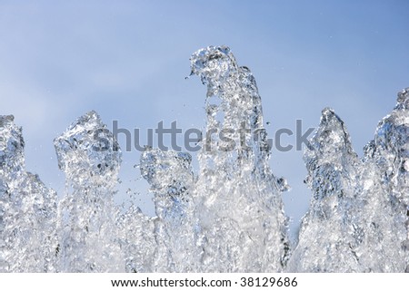 Water from fountain wells up in the sky.