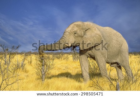 African elephant in Etosha National Park,photo art