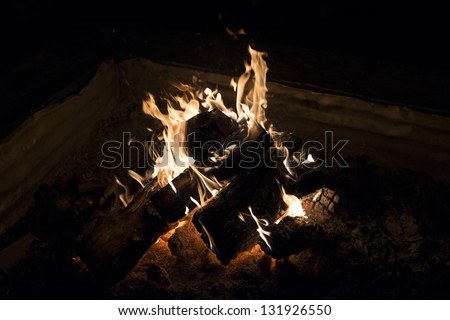 Fire in a fireplace, super high resolution