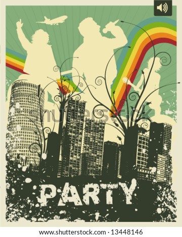 party city logo. Retro Party City Vector