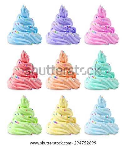 mixed soft ice cream with sparkles on a white background