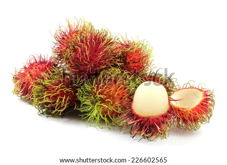Fresh rambutan fruit on white background, asia fruit