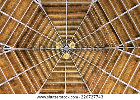 Style of Thatched design, ceiling, Structure pattern of thatched on background. Classic italian rural interiors