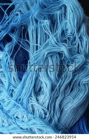Abstract pattern smoke of yarn, Color threads bunch isolated on black background