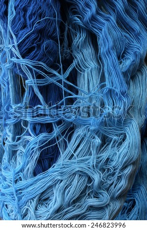Abstract pattern smoke of yarn, Color threads bunch isolated on black background