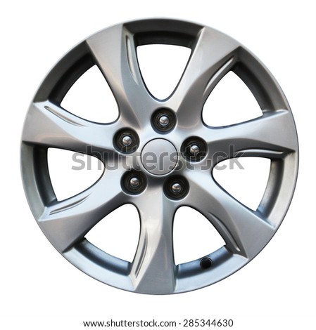 Car wheel, Car alloy rim on white background, Wheel isolated on white