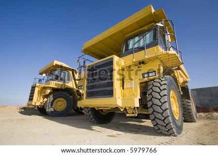 Yellow mining trucks