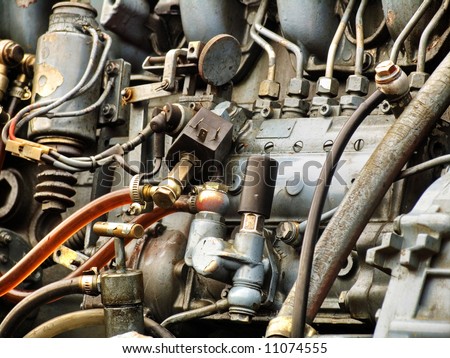 Engine details. Diesel engine. Motor truck