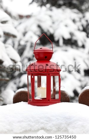 Red lantern, winter garden decor