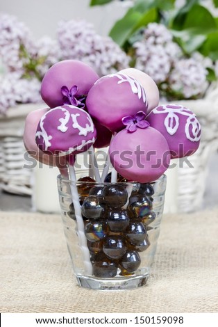 Violet, lilac and pink cake pops