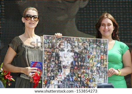 KRAKOW, POLAND - JUNE 28: Celine Dion (LEFT) in Krakow where she was honored with the first star on the Krakow Walk of Fame, Krakow, Poland on June 28, 2008.