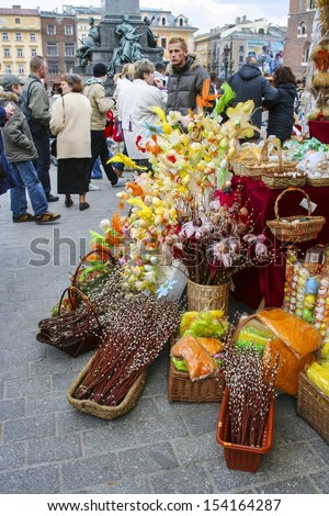KRAKOW- MARCH 23: Annual easter fair at the Main Market Square. Krakow, Poland on March 23, 2011.