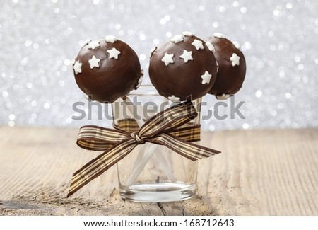 Chocolate cake pops decorated with stars