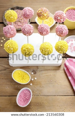 Yellow and pink cake pops