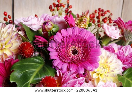 Bouquet of gerbera and dahlia flowers