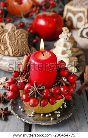 Apple candle holder - christmas home decor