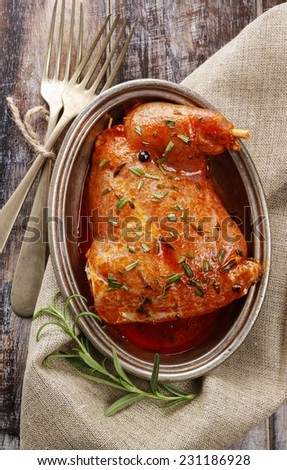 Rabbit meat with herbs