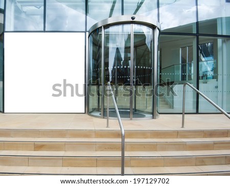 glass office doors. and white bord for text