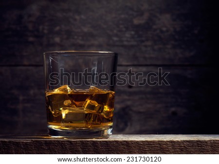 Whiskey Bourbon in a Glass with Ice