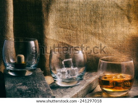 Whiskey Bourbon in a Glass with Ice