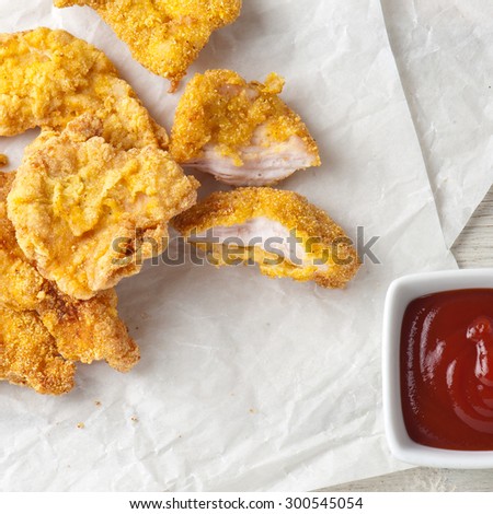 Homemade Crispy Popcorn Chicken with Barbecue Sauce