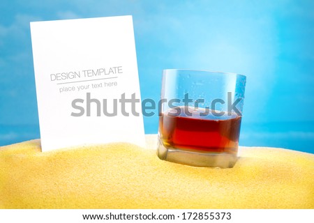 Summer Business template. Glass of whiskey.