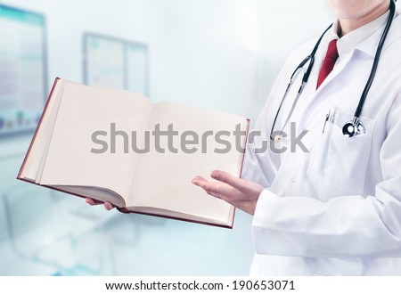Doctor with stethoscope and book  in a hospital