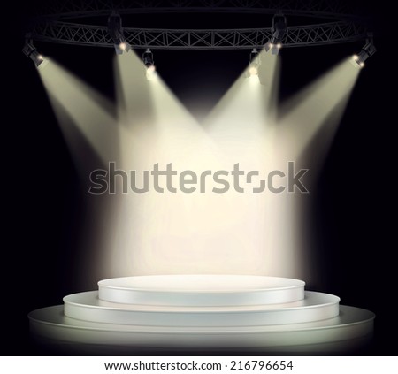 Illuminated empty  stage podium for award ceremony
