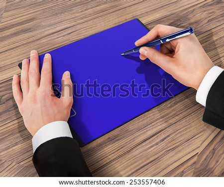 folder with paper and pen, business concept. High resolution.