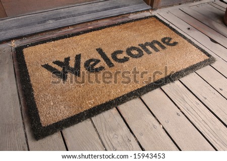 Welcome mat on a porch