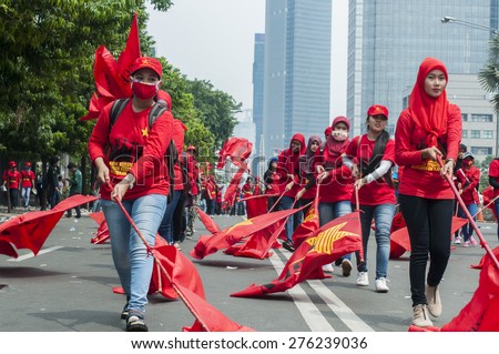 May 1th 2015, Jakarta, Indonesia. This year, the date of first may was acknowledge by Indonesia Government as Public Holiday. May 1th 2015, Jakarta, Indonesia