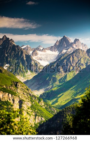 Beautiful Walley In Caucasus Mountains In Upper Svaneti, Georgia