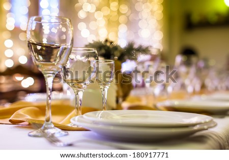 Served table in a restaurant at the holiday eve Served table in a restaurant at the holiday eve