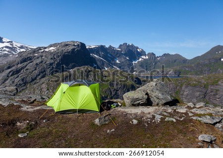 Camping in green countryside of Norway