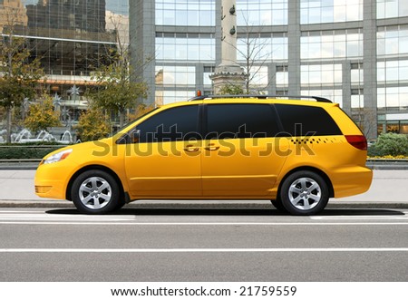 Yellow taxi car in the city
