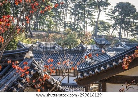 Roofs of old Asian buildings