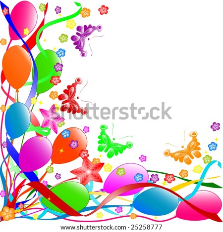 happy birthday balloons and cake. happy birthday balloons
