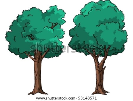 cartoon trees and flowers. stock vector : Cartoon Trees