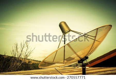 satellite dish on the roof, In rural have satellite dish for entertainment and news