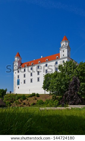 Side view of the Palace (circa XVIII c.) of Bratislava Castle (founded in IX c.). Bratislava, Slovakia