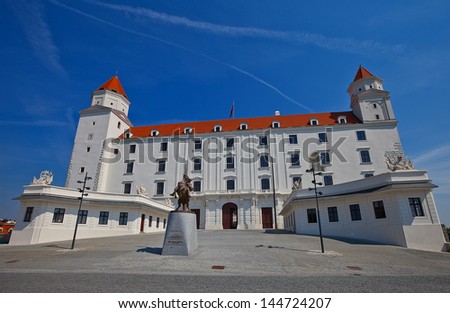 Front view of the Palace (circa XVIII c.) of Bratislava Castle (founded in IX c.). Bratislava, Slovakia