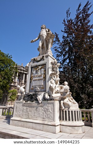 Monument for famous composer Wolfgang Amadeus Mozart. Burggarten, Vienna, Austria