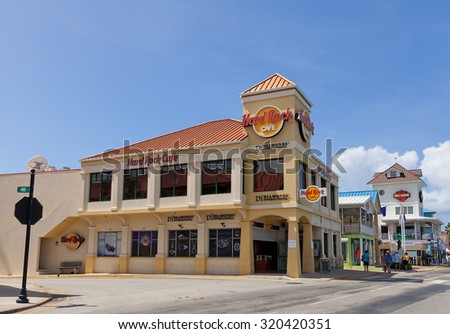 GEORGE TOWN, CAYMAN ISLANDS - SEPTEMBER 19, 2015: Famous Hard Rock Cafe in George Town of Grand Cayman, Cayman Islands (British Overseas Territory). Opened in 2000