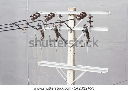 Photo of Energy and technology: electrical post  with power line cables