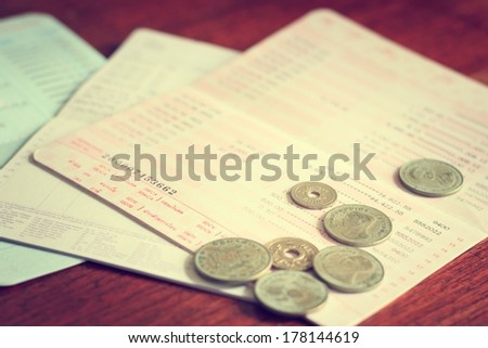 Business concept of  loan whit book bank statement in vintage style on wooden background