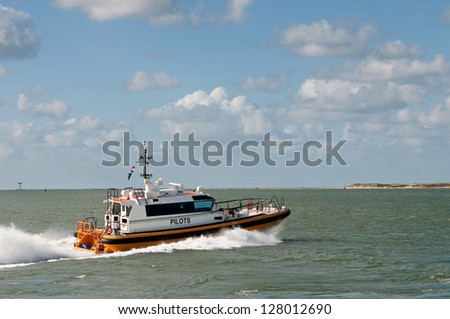 a pilot boat in the harbor of Rotterdam in the Netherlands